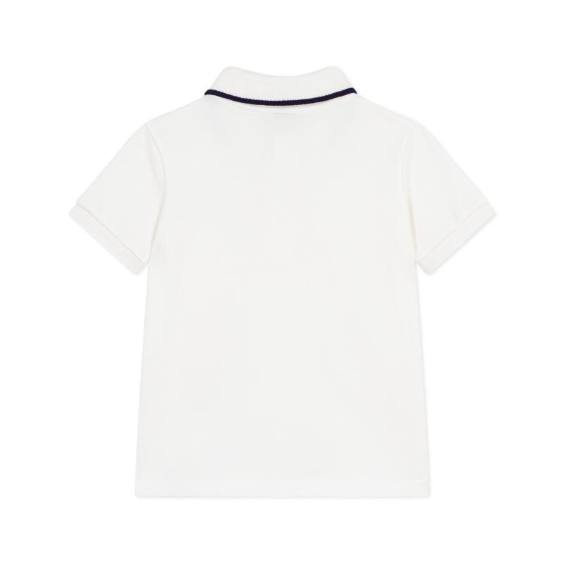 Petit Bateau Boys Short Sleeve Cotton Polo T-Shirt - White