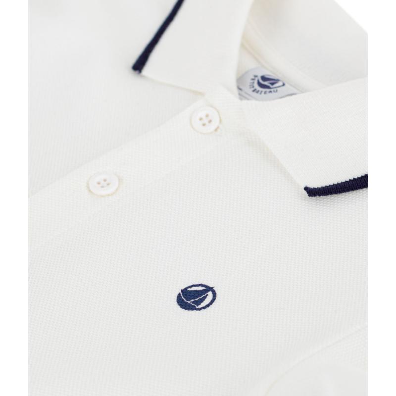 Petit Bateau Boys Short Sleeve Cotton Polo T-Shirt - White