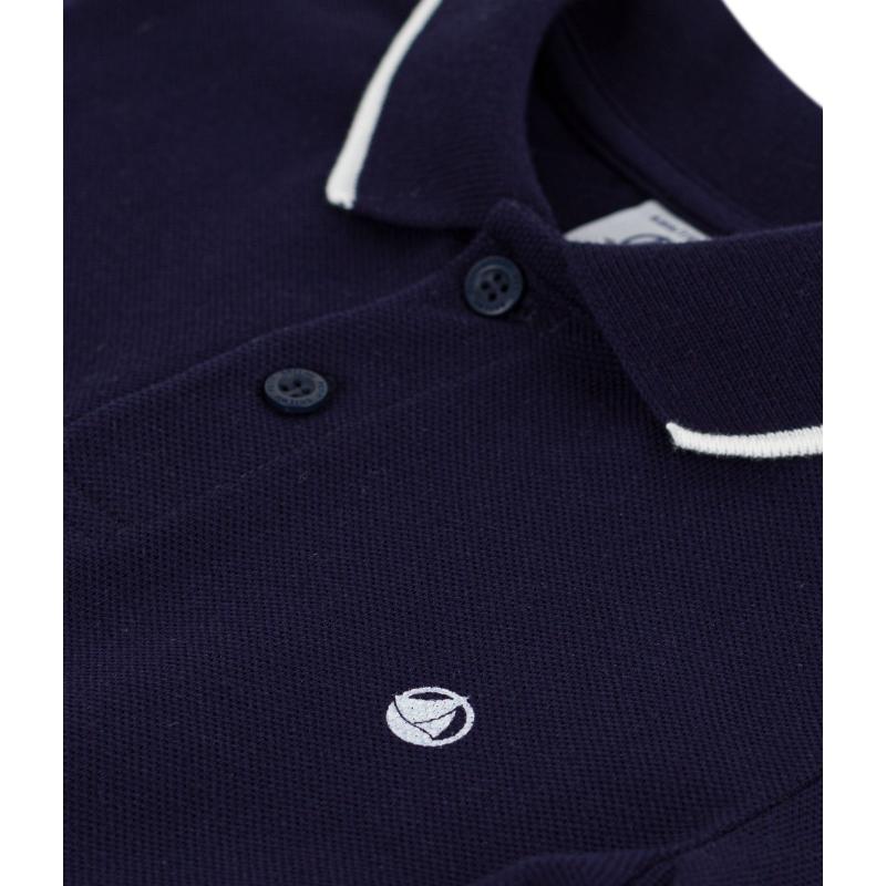 Petit Bateau Boys Short Sleeve Cotton Polo T-Shirt - Blue