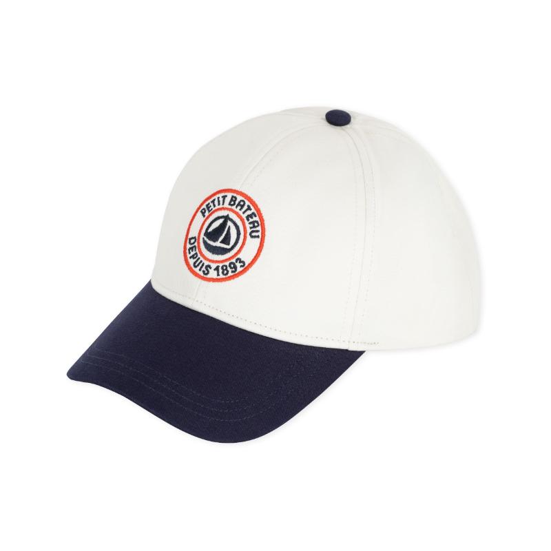 Petit Bateau Boy's Logo Embroidered Cap Milk White/Soir - Blue