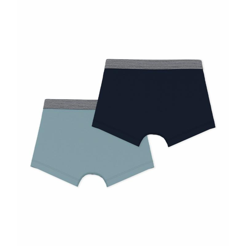 Petit Bateau Boy's Plain Boxers Navy/Teal - 2 Pcs