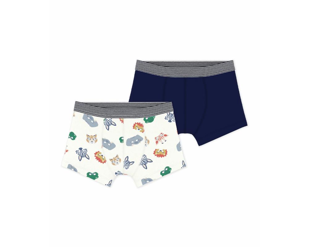 Petit Bateau Boy's Elasticated Cotton Boxers - Multicolor - 2 Pcs