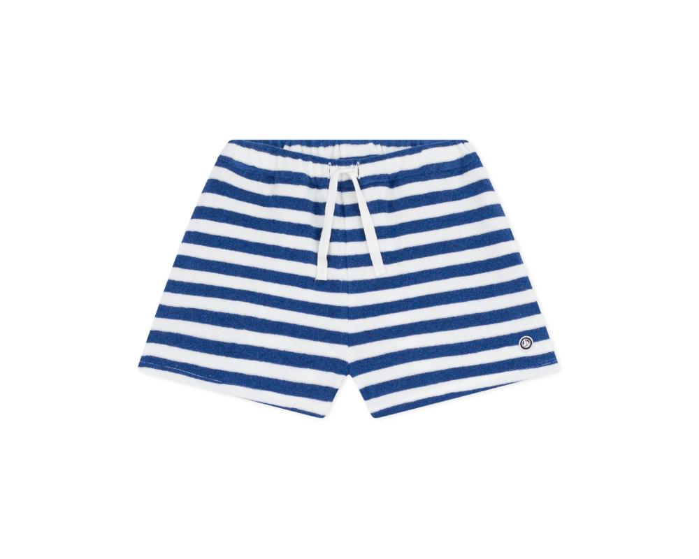 Petit Bateau - Girl's Striped Shorts - Crepuscule Blue/Marshmallow White