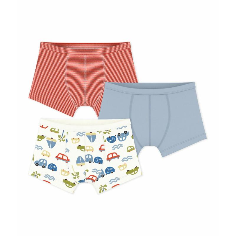 Petit Bateau Boy's Printed Boxers with Covered Waistbands - Multicolor - 3 Pcs