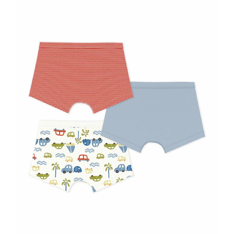 Petit Bateau Boy's Printed Boxers with Covered Waistbands - Multicolor - 3 Pcs