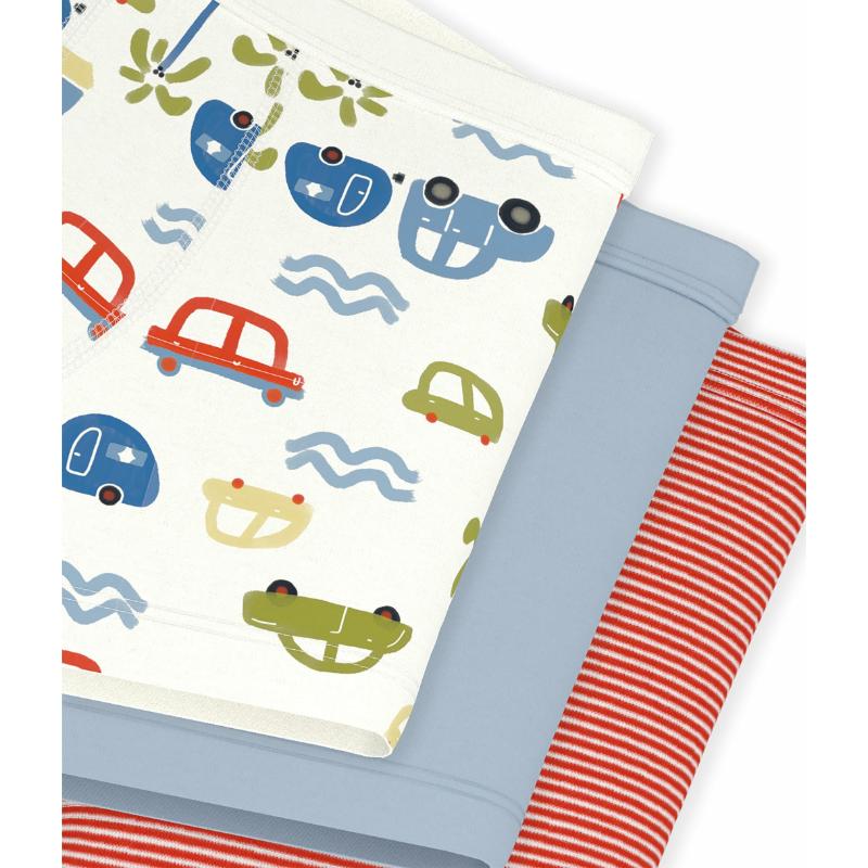 Petit Bateau Boy's Printed Boxers with Covered Waistbands - Multicolor - 3 Pcs