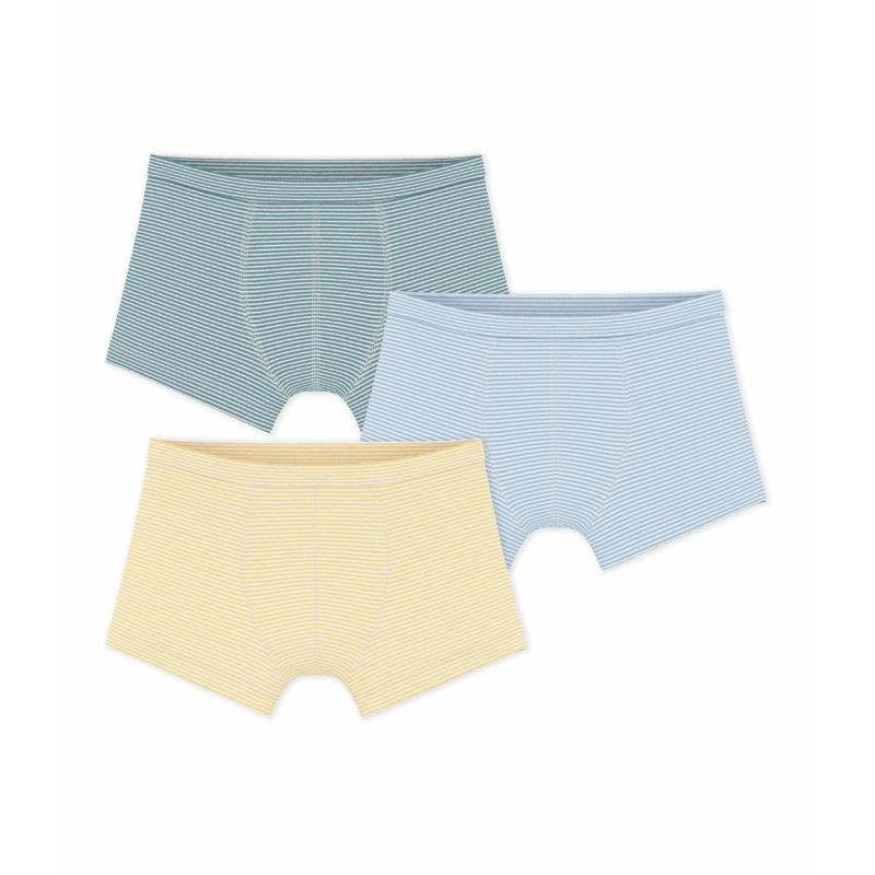 Petit Bateau Boy's Stripy Boxers with Covered Waistbands - Multicolor - 3 Pcs