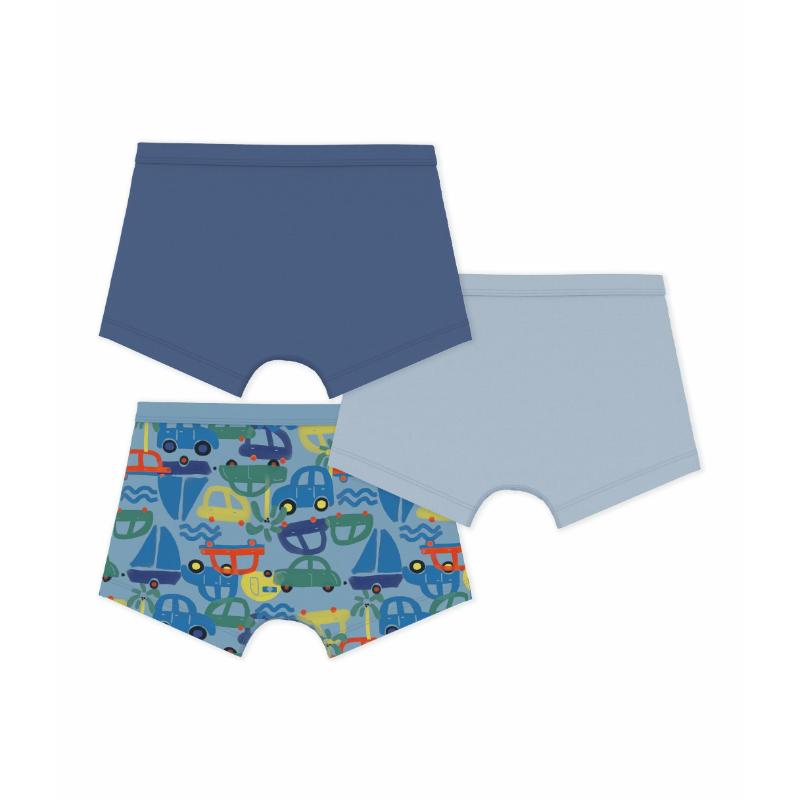 Petit Bateau Boy's Car Printed Boxers with Covered Waistbands - Multicolor - 3 Pcs