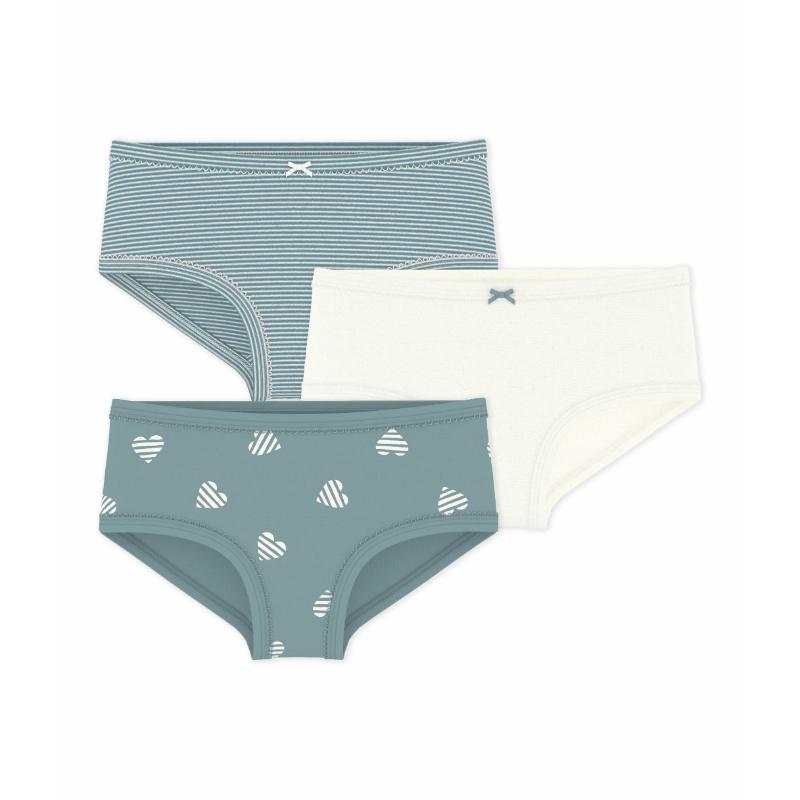 Petit Bateau Girl's High-Waisted Heart Print Brief - Multicolor - 3 Pcs