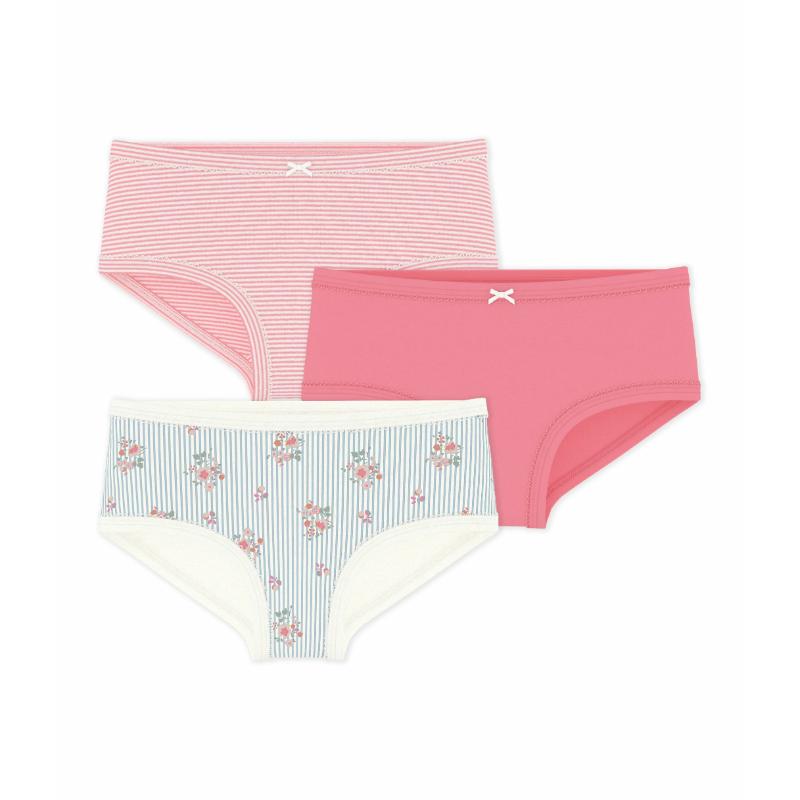 Petit Bateau Girl's High Waisted Floral Printed Briefs - Multicolor - 3 Pcs