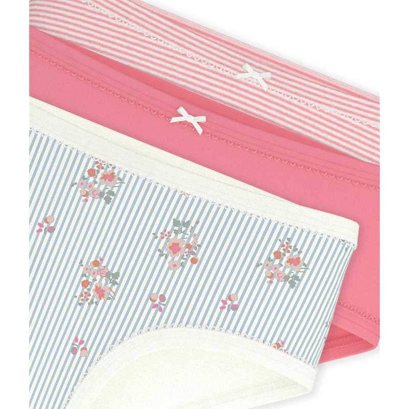 Petit Bateau Girl's High Waisted Floral Printed Briefs - Multicolor - 3 Pcs