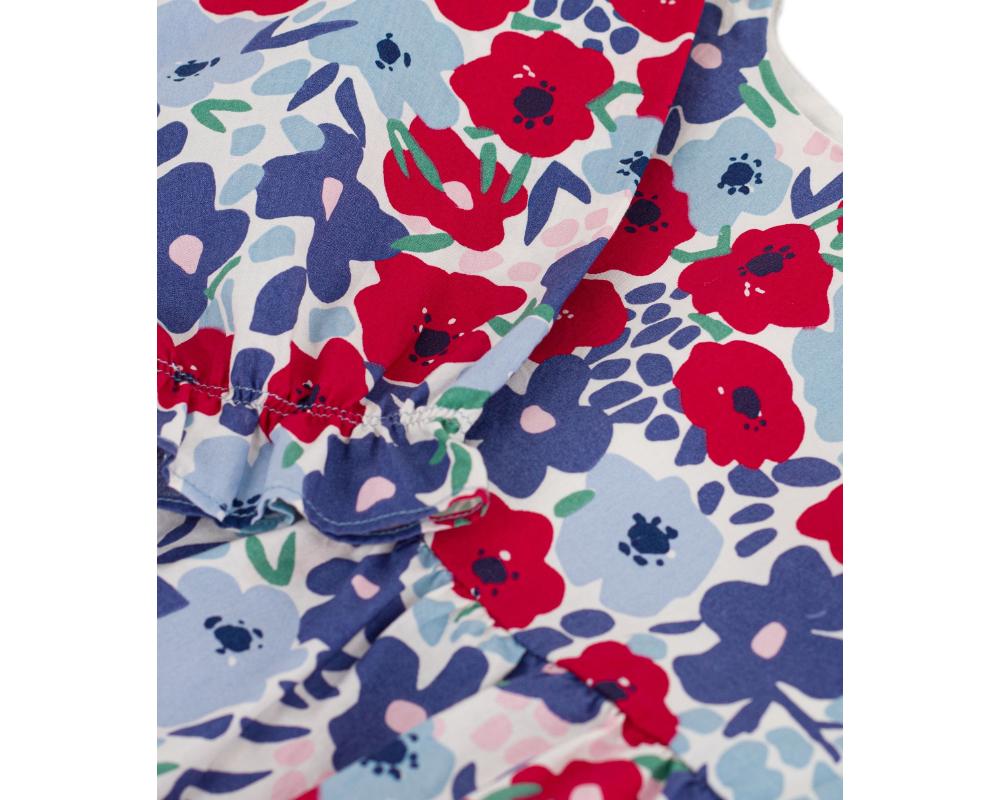 Petit Bateau - Girl's Long-Sleeved Floral Printed Cotton Blouse - Multicolor
