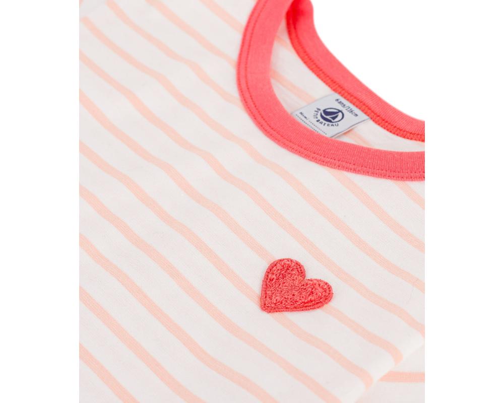 Petit Bateau - Girls Short-Sleeve Stripy Cotton T-shirt - Pink