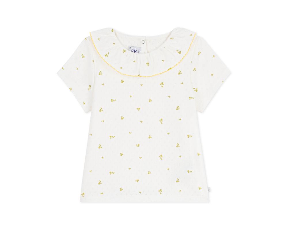 Petit Bateau - Girls Short-Sleeved Floral Print T-Shirt - Moss White