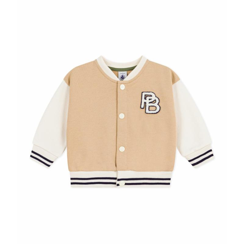 Petit Bateau Baby Boy's Varsity-Style Colourblock Jacket Cajou Beige/Milk - White