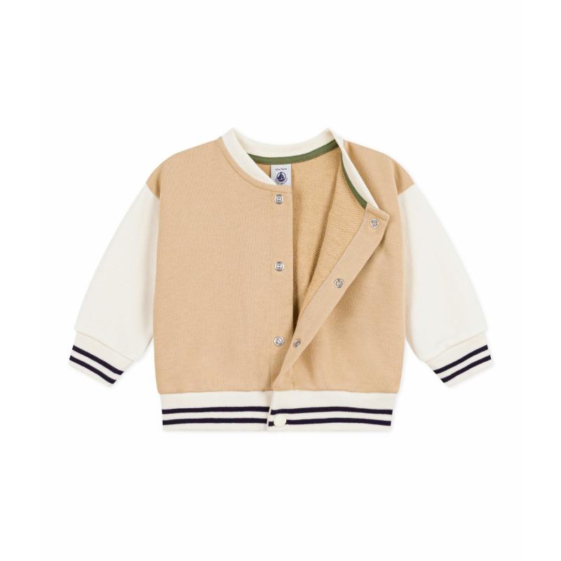 Petit Bateau Baby Boy's Varsity-Style Colourblock Jacket Cajou Beige/Milk - White