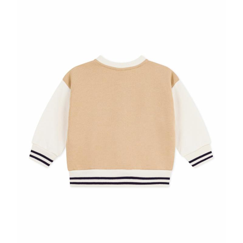 Petit Bateau Baby Boy's Varsity-Style Colourblock Jacket Cajou Beige/Milk - White