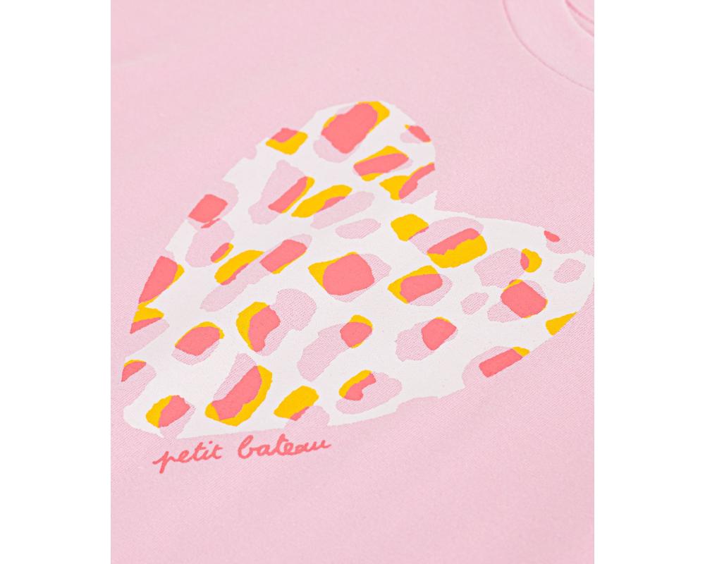 Petit Bateau - Girls Heart Print Short-Sleeve T-shirt - Pink