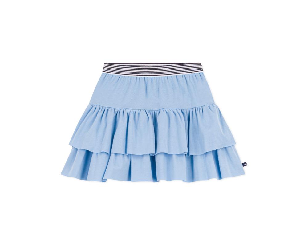 Petit Bateau - Girl's Short Plain Cotton Skirt - Blue
