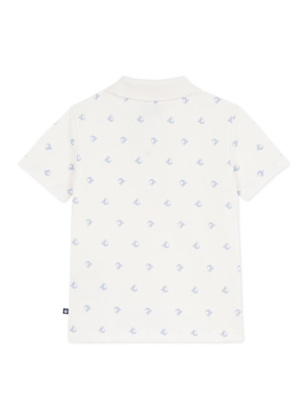 Petit Bateau Children's Short-Sleeved Anchor Print Cotton Polo Shirt