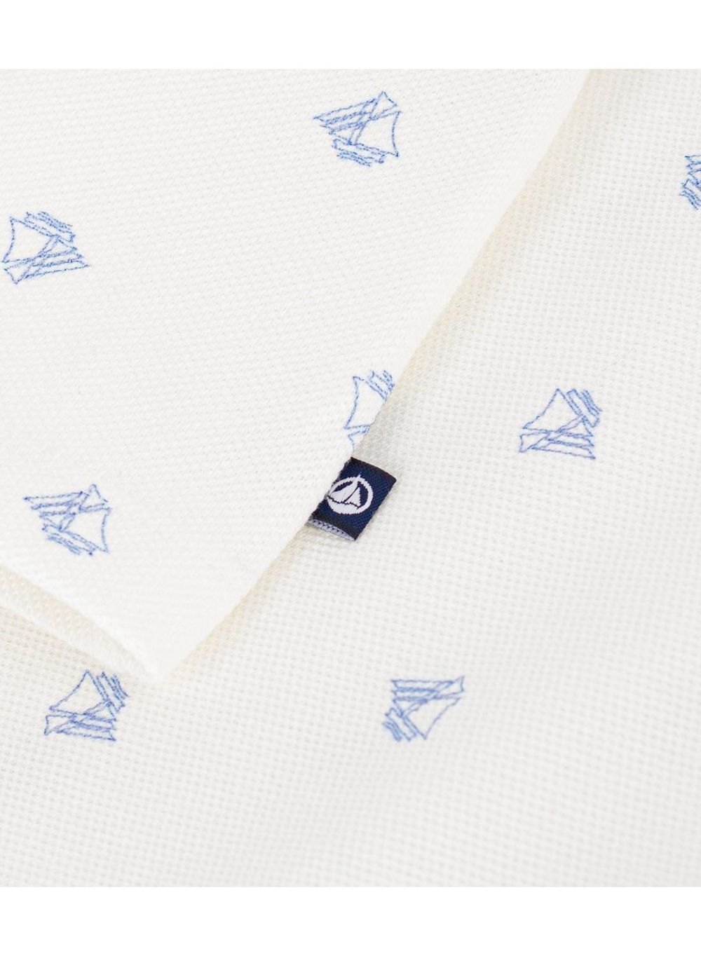 Petit Bateau Children's Short-Sleeved Anchor Print Cotton Polo Shirt