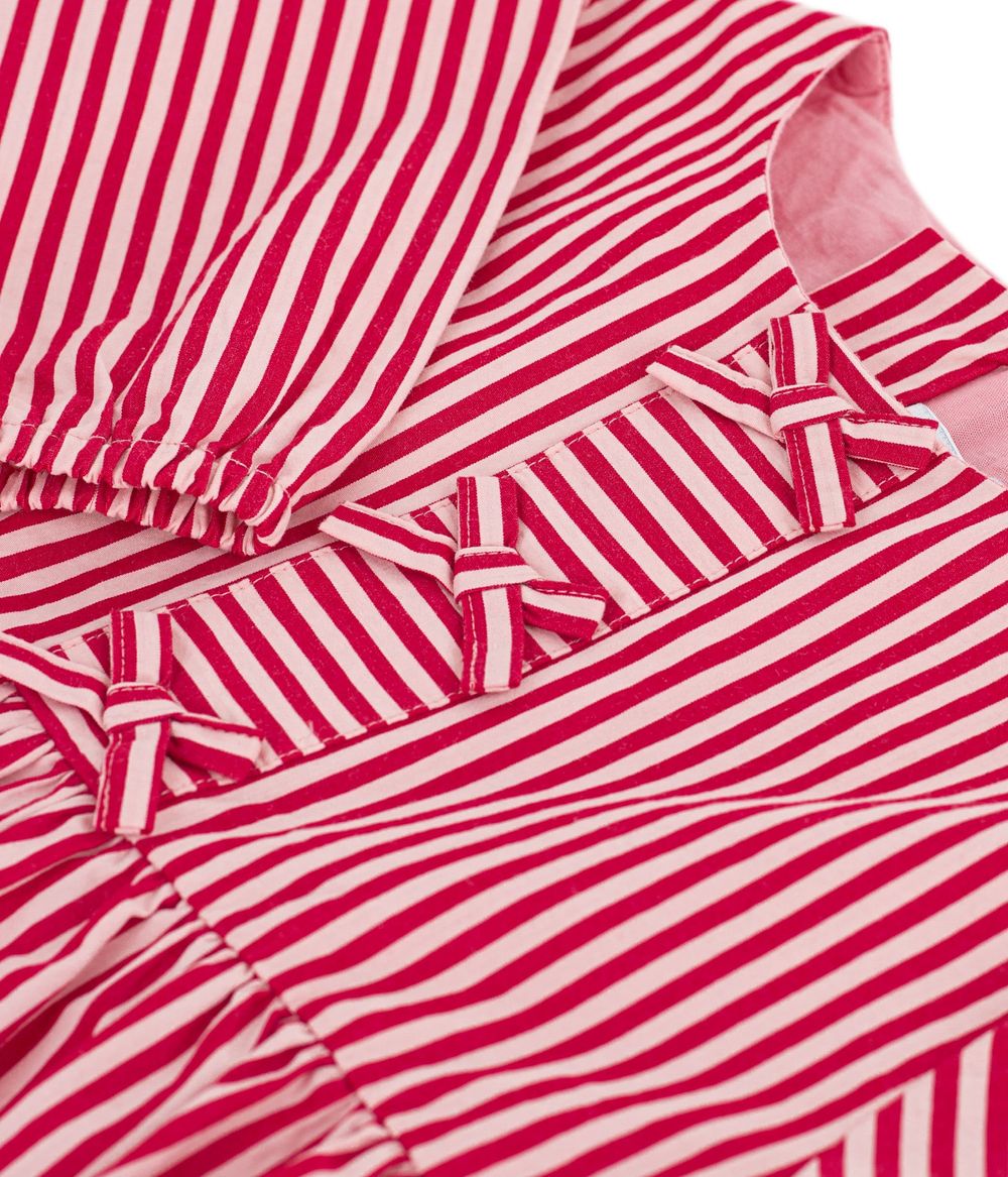 Petit Bateau - Long-Sleeved Stripy Cotton Blouse - Chili/Rose