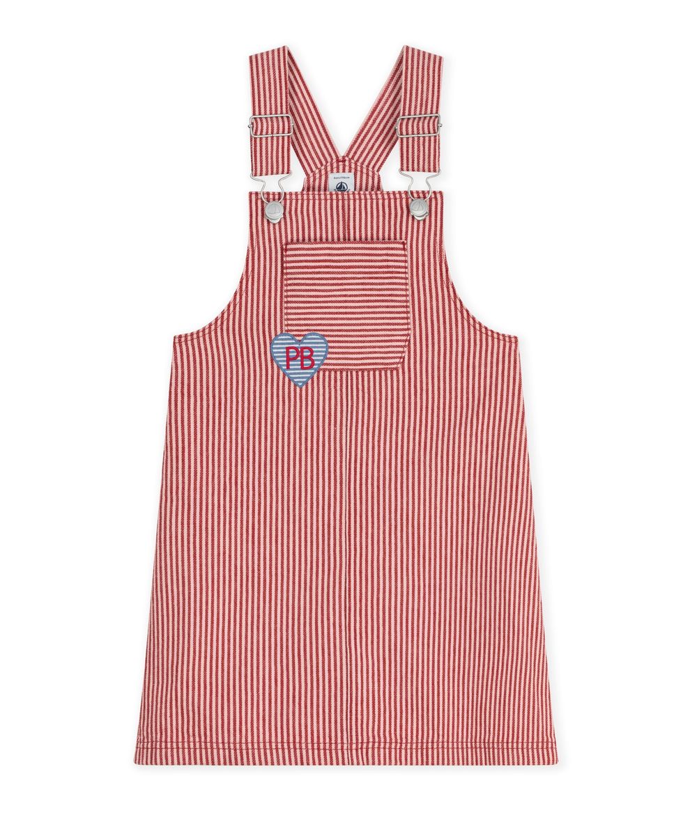 Petit Bateau - Stripy Cotton Pinafore Dress - Chili/Rose