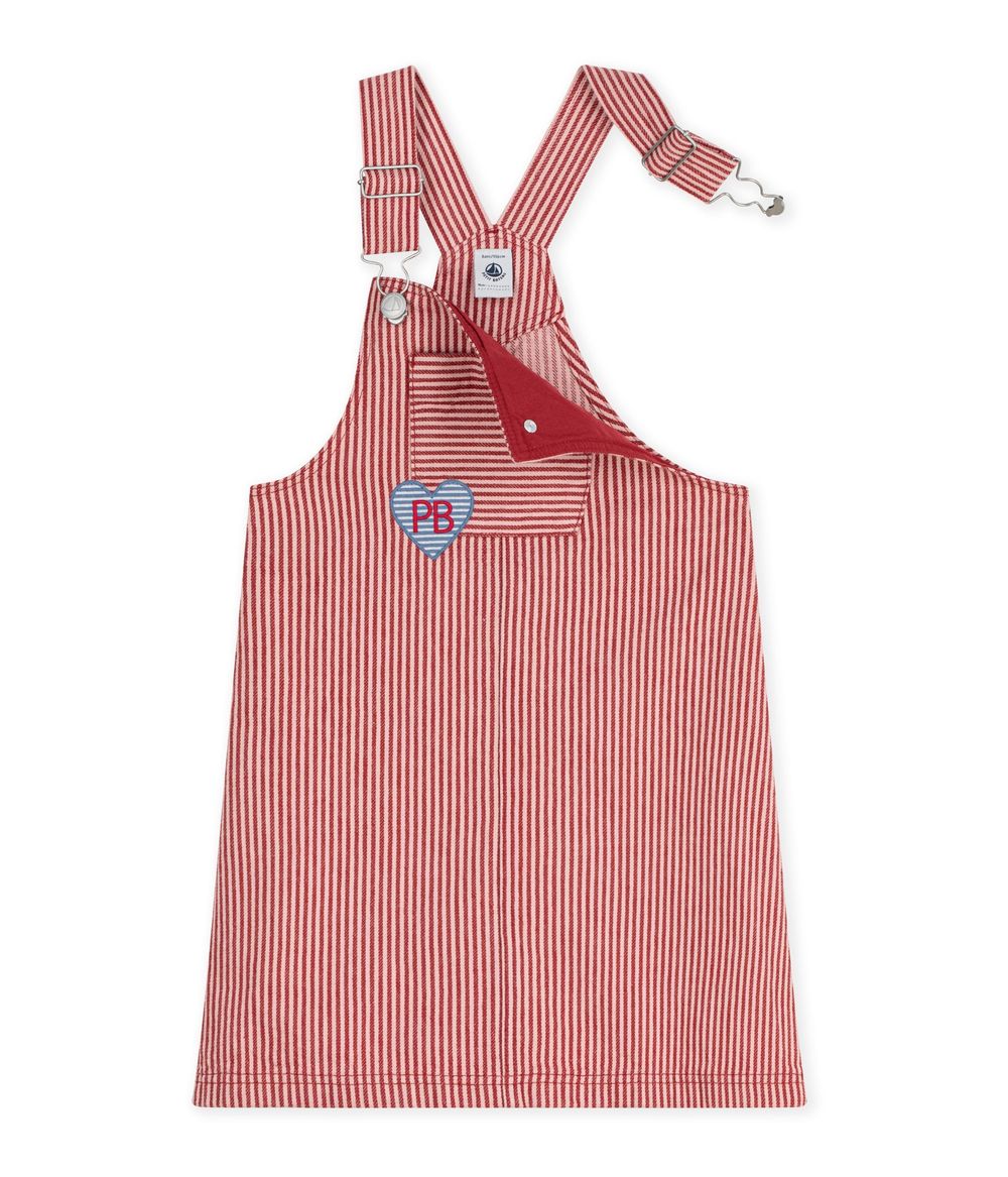 Petit Bateau - Stripy Cotton Pinafore Dress - Chili/Rose