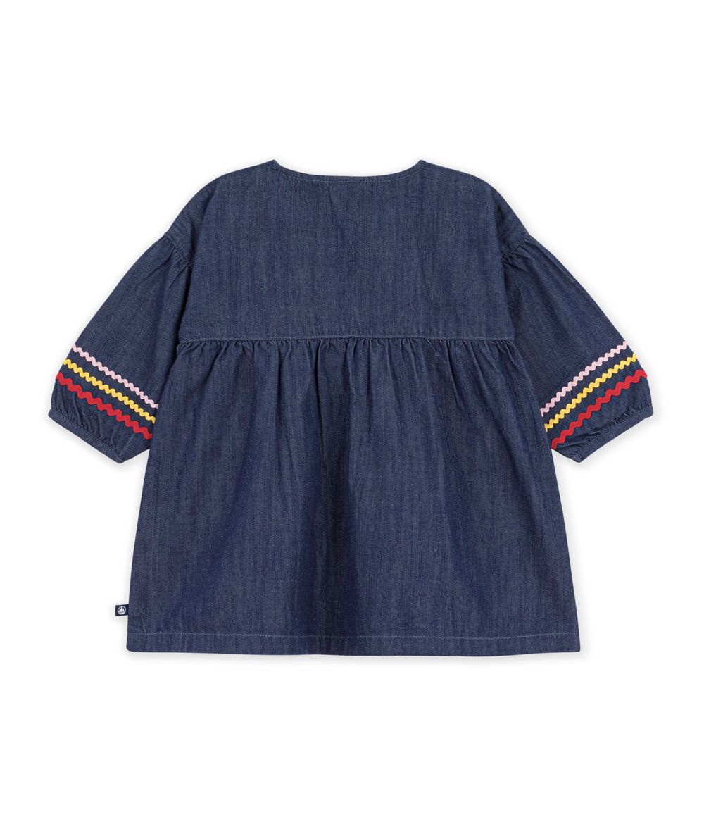 Petit Bateau - Baby Girl Long-sleeved Denim Dress - Denim Brut