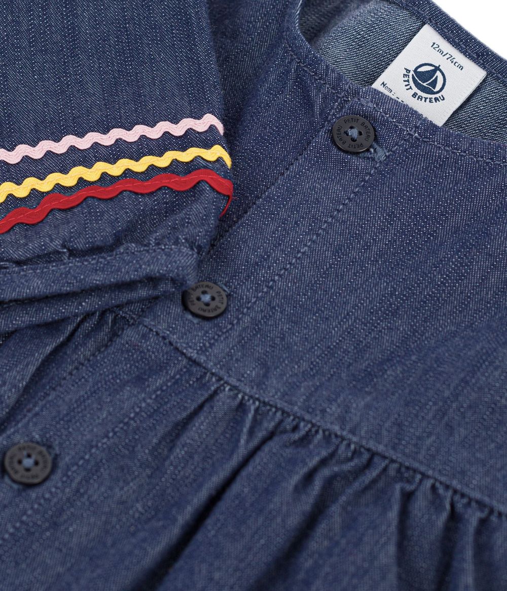 Petit Bateau - Baby Girl Long-sleeved Denim Dress - Denim Brut