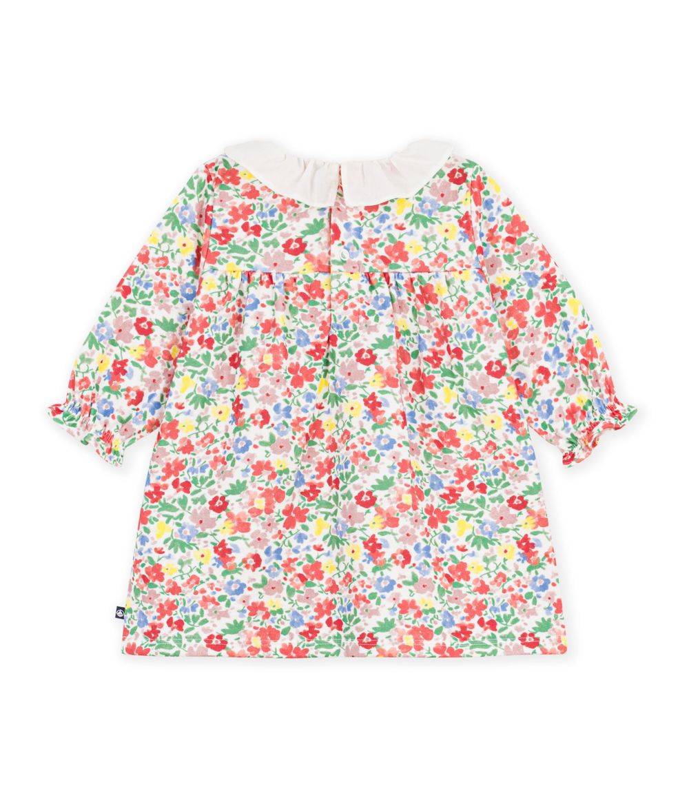 Petit Bateau - Baby Girl Long Sleeve Floral-Print Cotton Dress - Multicolor