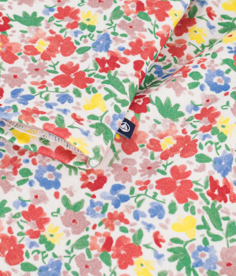 Petit Bateau - Baby Girl Long Sleeve Floral-Print Cotton Dress - Multicolor