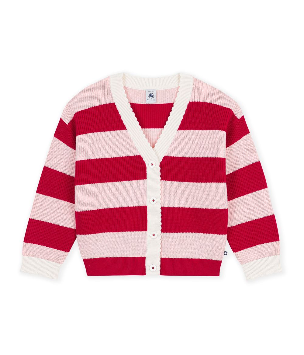Petit Bateau - Girl's Striped Long Sleeves Cardigan - Terkuit/Joli