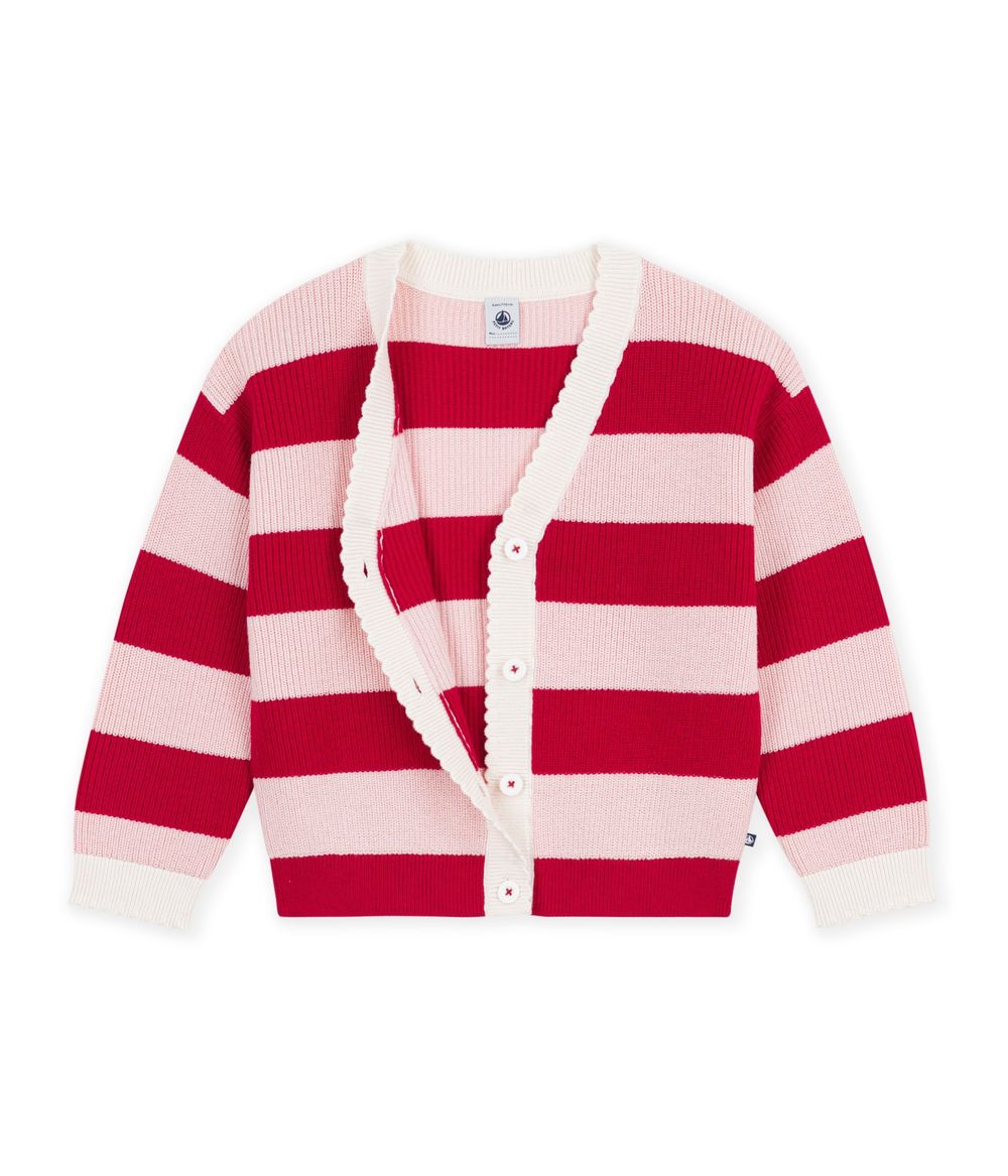 Petit Bateau - Girl's Striped Long Sleeves Cardigan - Terkuit/Joli