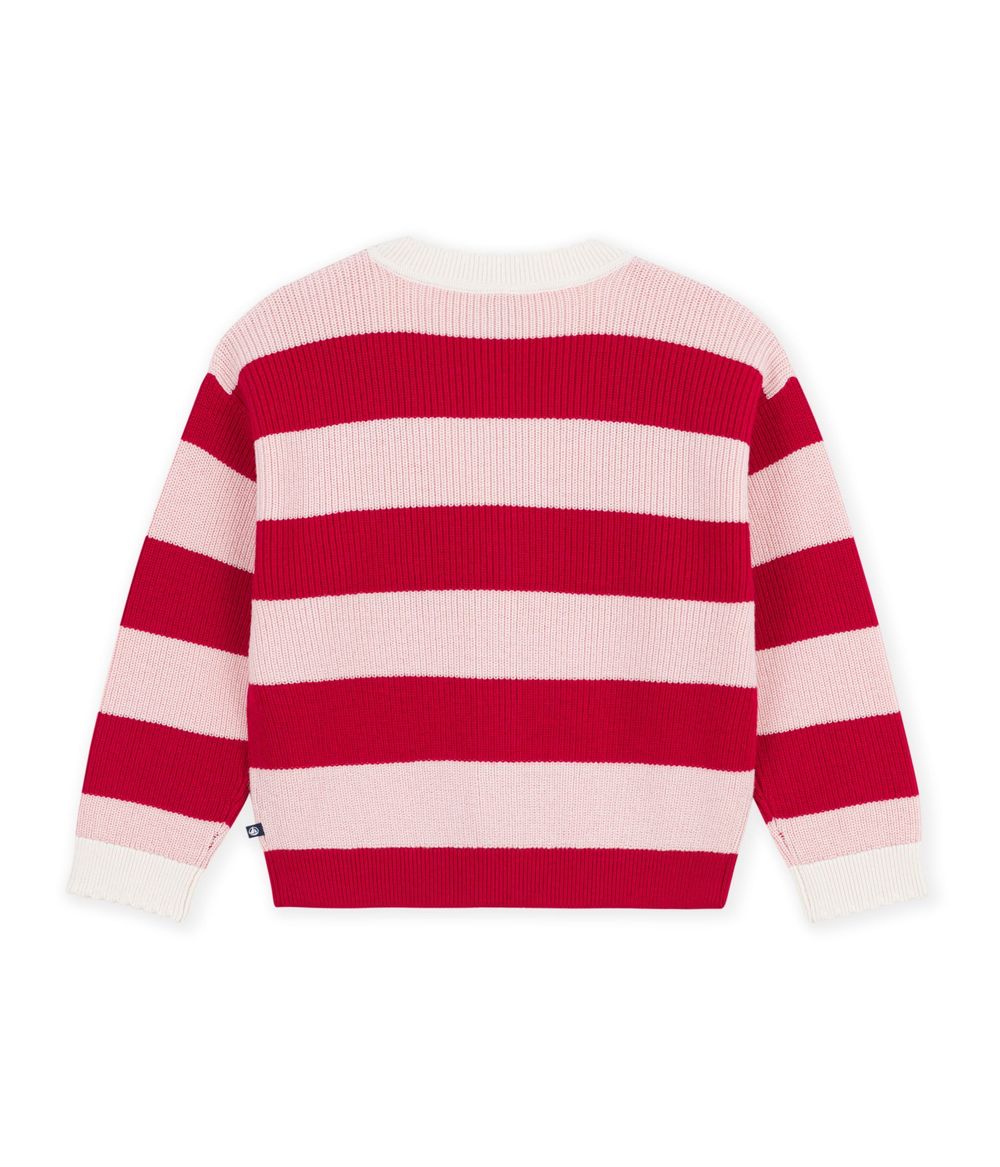 Petit Bateau - Girl's Striped Long Sleeves Cardigan - Terkuit/Joli