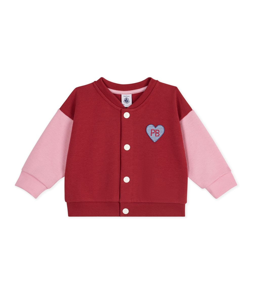 Petit Bateau - Baby Girl's Two-Tone Cotton Jacket - Chili/Charmi