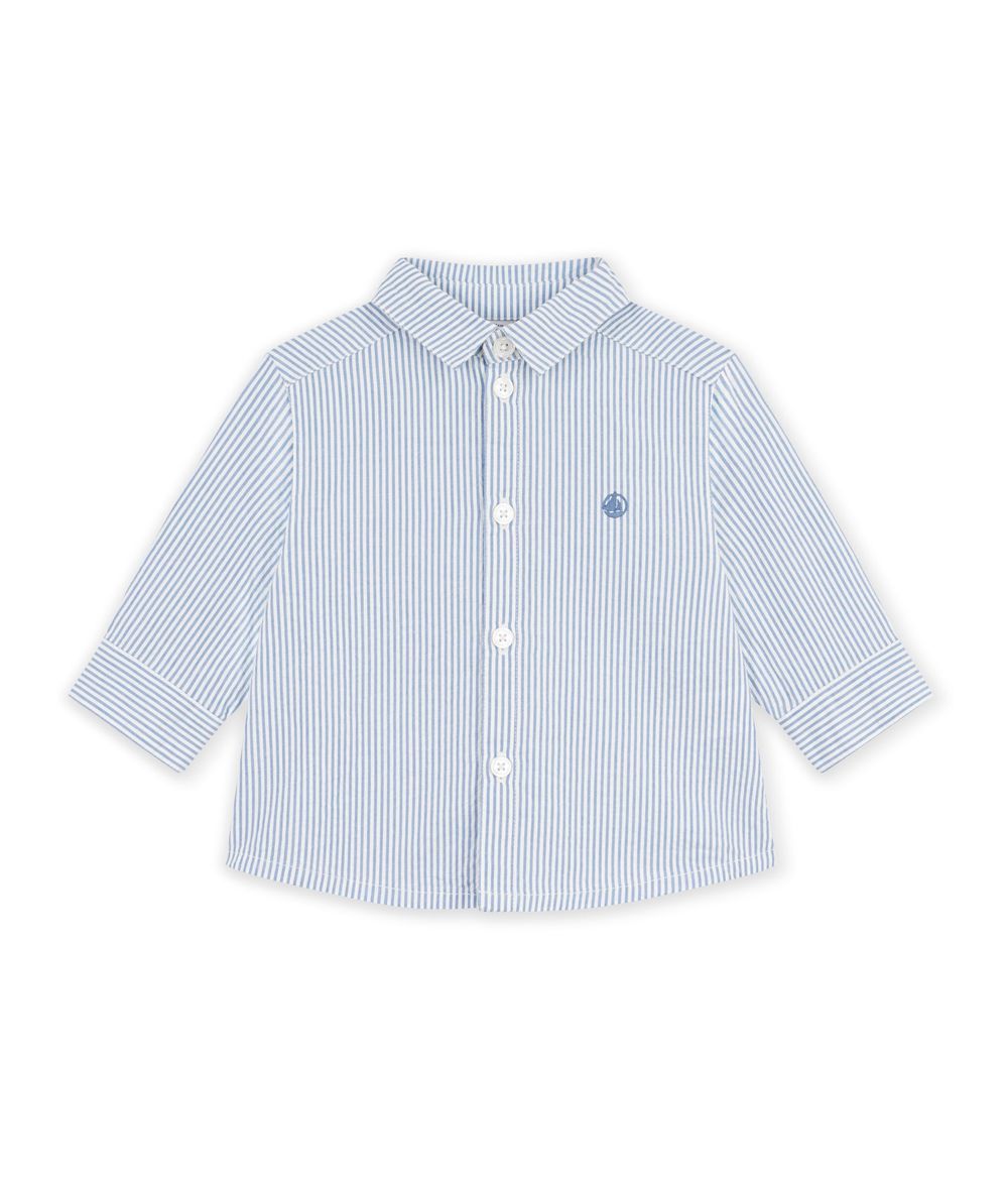 Petit Bateau - Baby Boy's Striped Long Sleeves Shirt - Riviera/Marshmallow