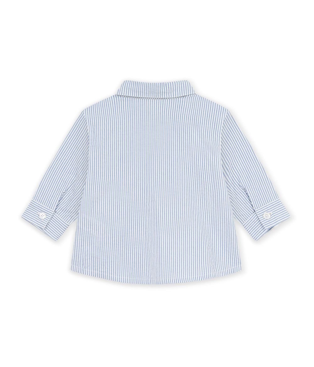 Petit Bateau - Baby Boy's Striped Long Sleeves Shirt - Riviera/Marshmallow