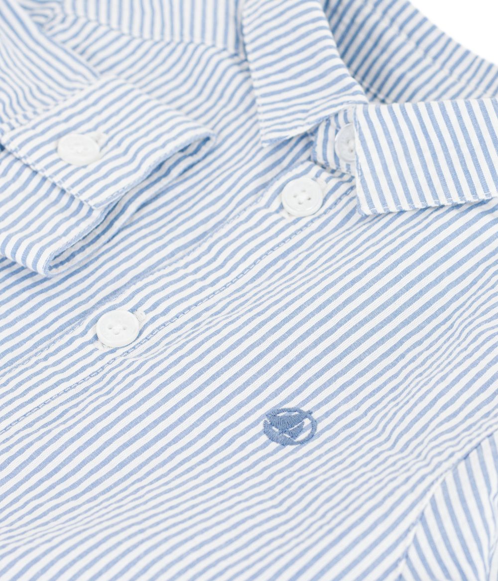 Petit Bateau - Baby Boy's Striped Long Sleeves Shirt - Riviera/Marshmallow