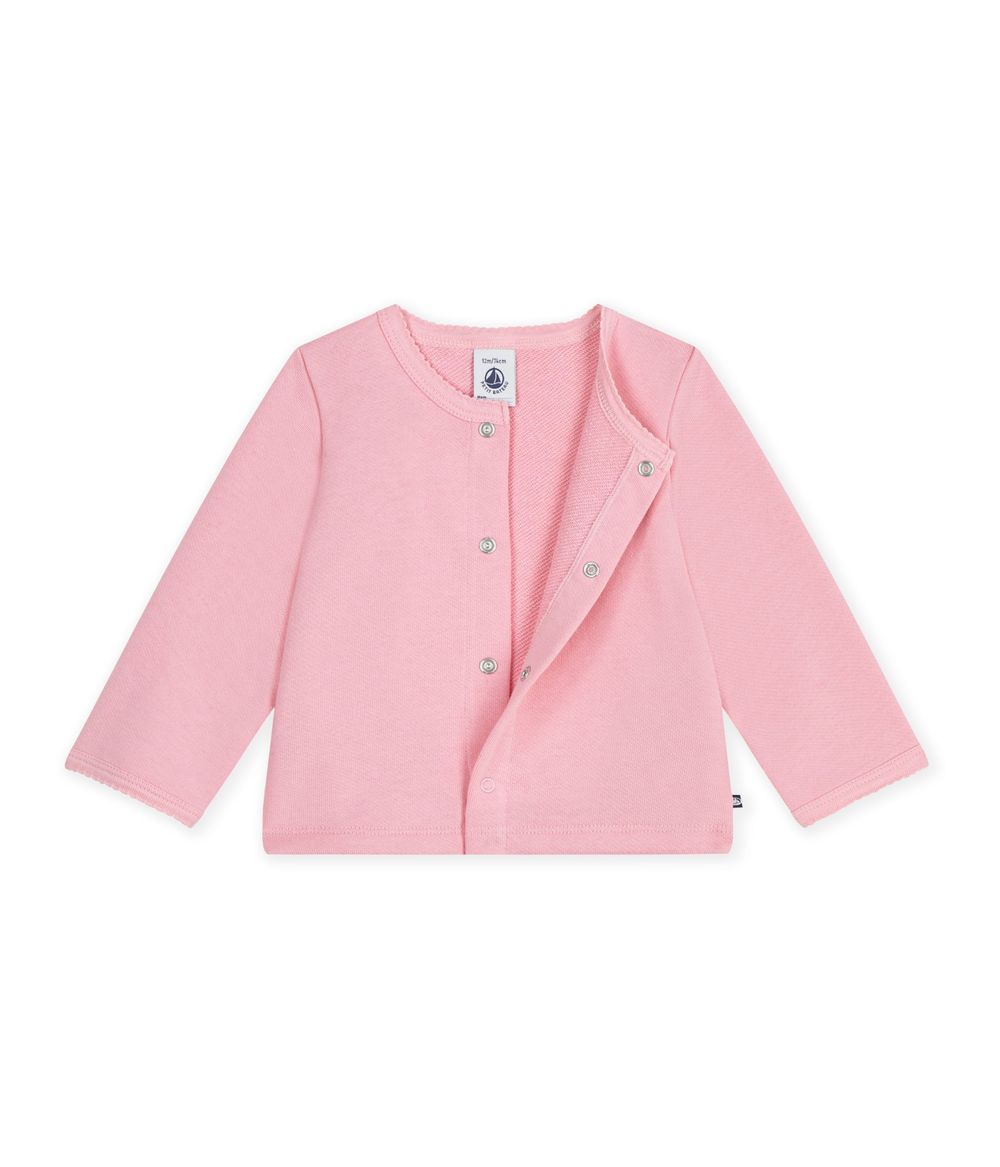 Petit Bateau - Baby Girl's Heart Badge Plain Cotton Cardigan