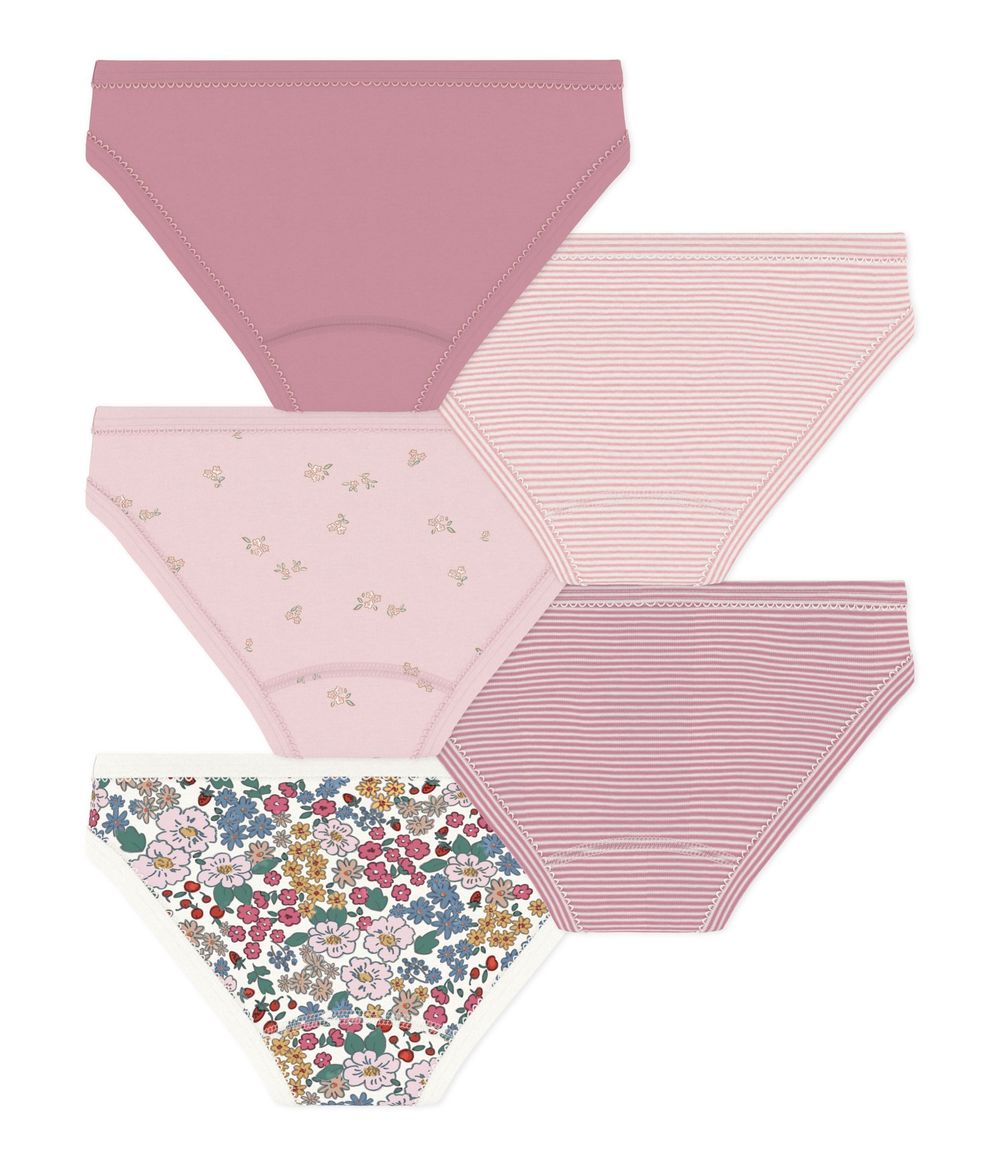 Petit Bateau - 5pc-Set - Girl's Rib Knit Cotton Panties - Multicolor