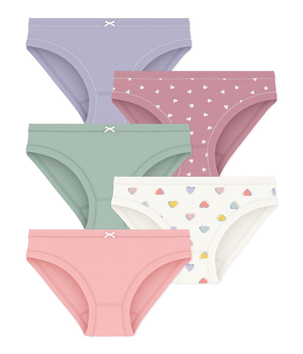 Petit Bateau - 5pc-Set - Hearts Printed Cotton Panties - Multicolor