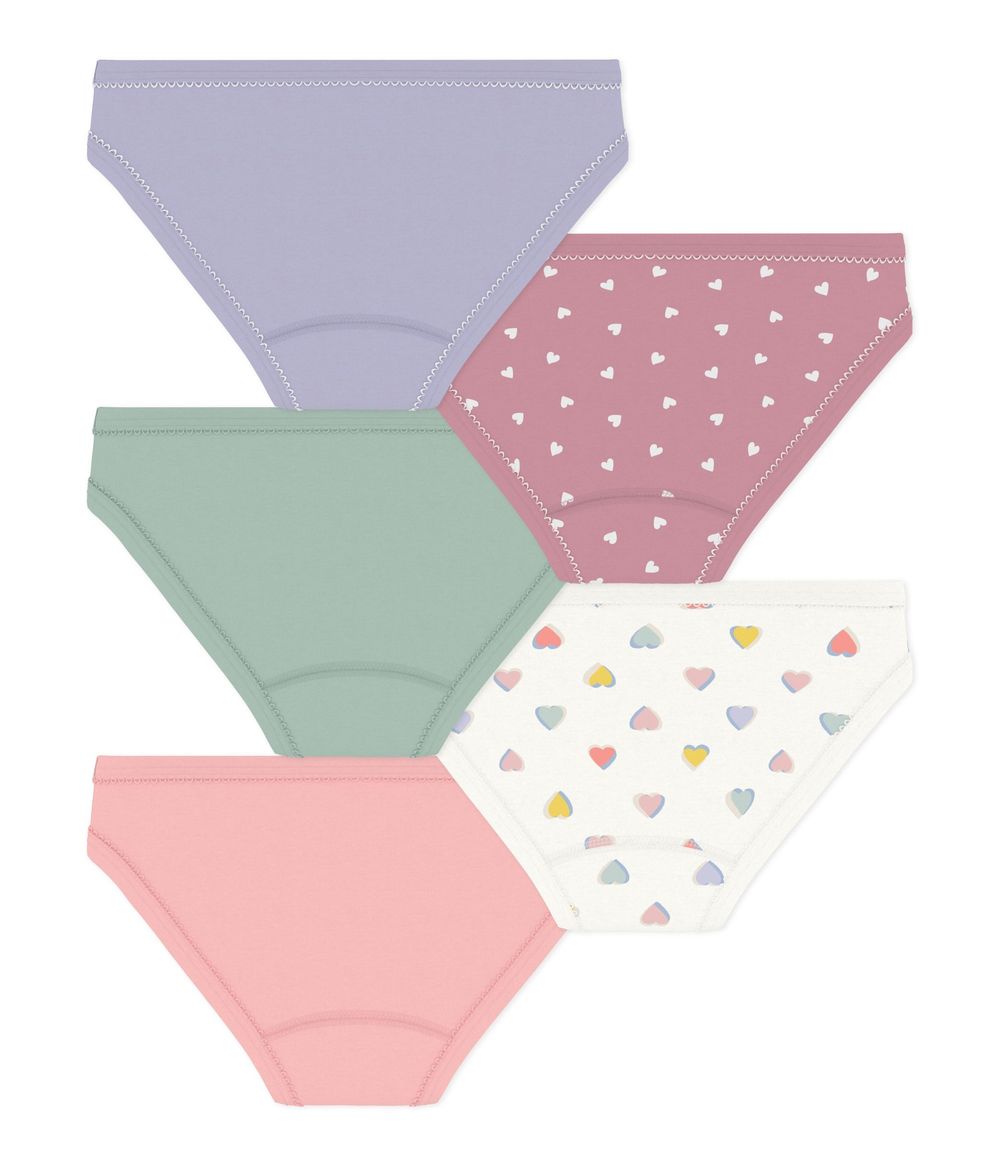 Petit Bateau - 5pc-Set - Hearts Printed Cotton Panties - Multicolor