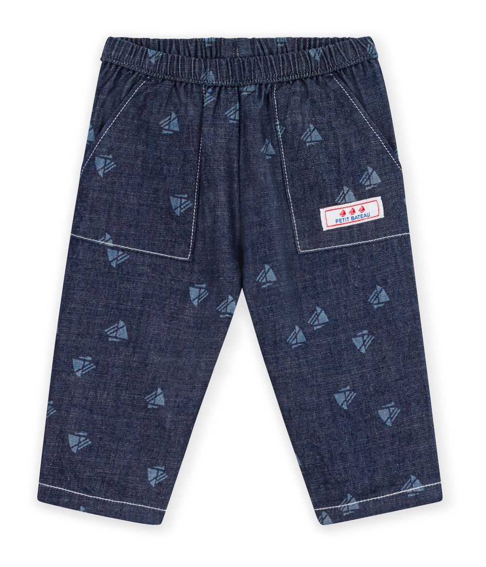 Petit Bateau - Boat Printed Denim Trousers - Denim Brut/Milk