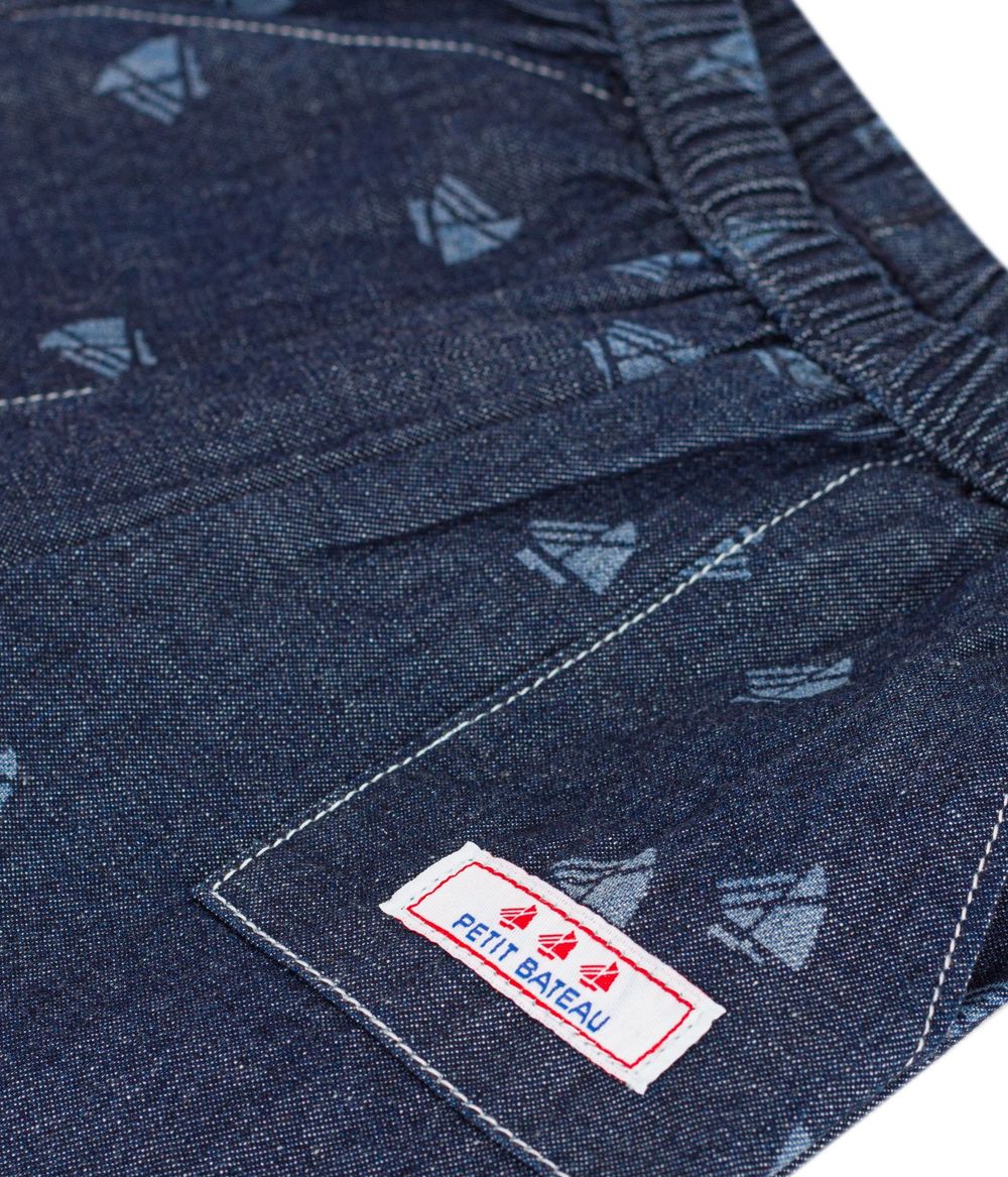 Petit Bateau - Boat Printed Denim Trousers - Denim Brut/Milk