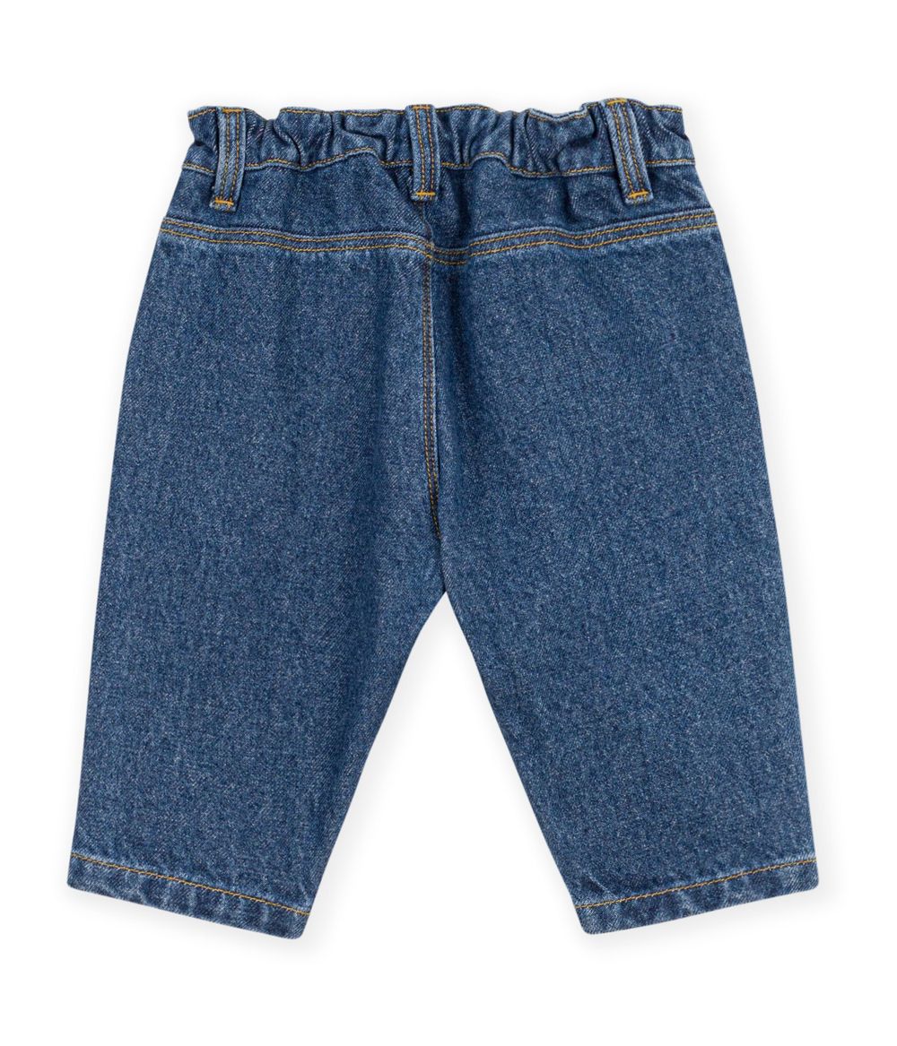 Petit Bateau - Heart Embroidery Plain Denim Trouser - Denim Moyen
