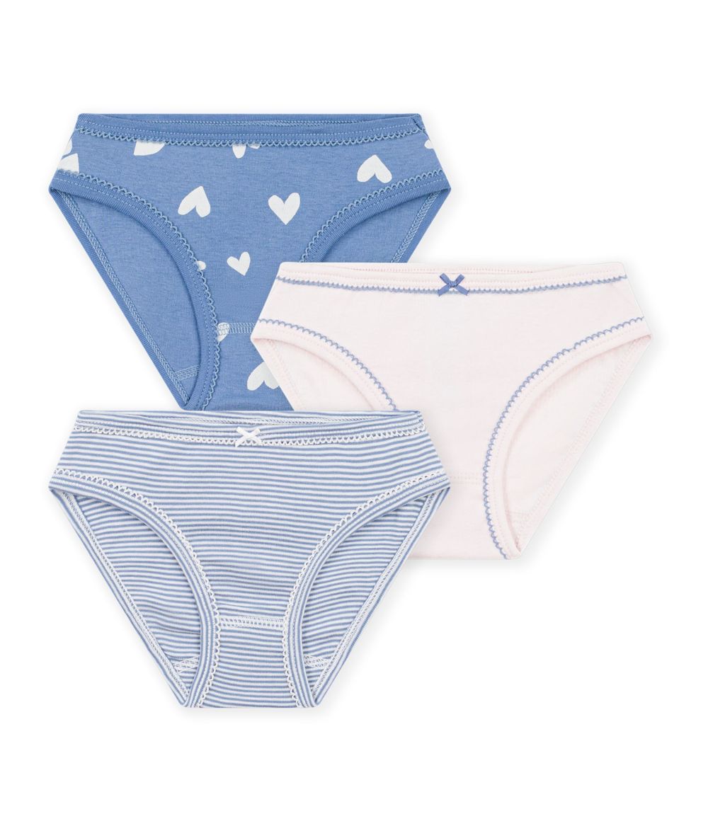 Petit Bateau - 3pc-Set - Girls Plain & Printed Cotton Underpants - Multicolor