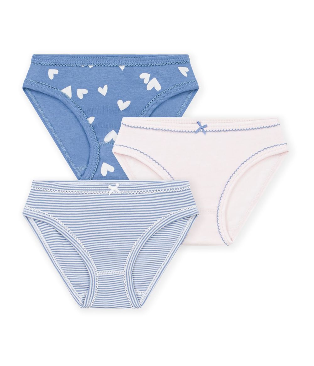 Petit Bateau - 3pc-Set - Girls Plain & Printed Cotton Underpants - Multicolor