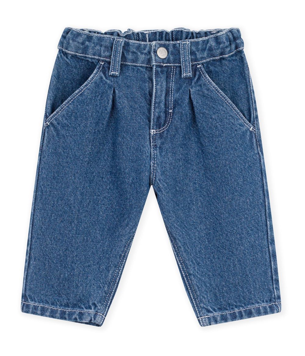 Petit Bateau - Baby Boy Plain Denim Trousers - Denim Moyen
