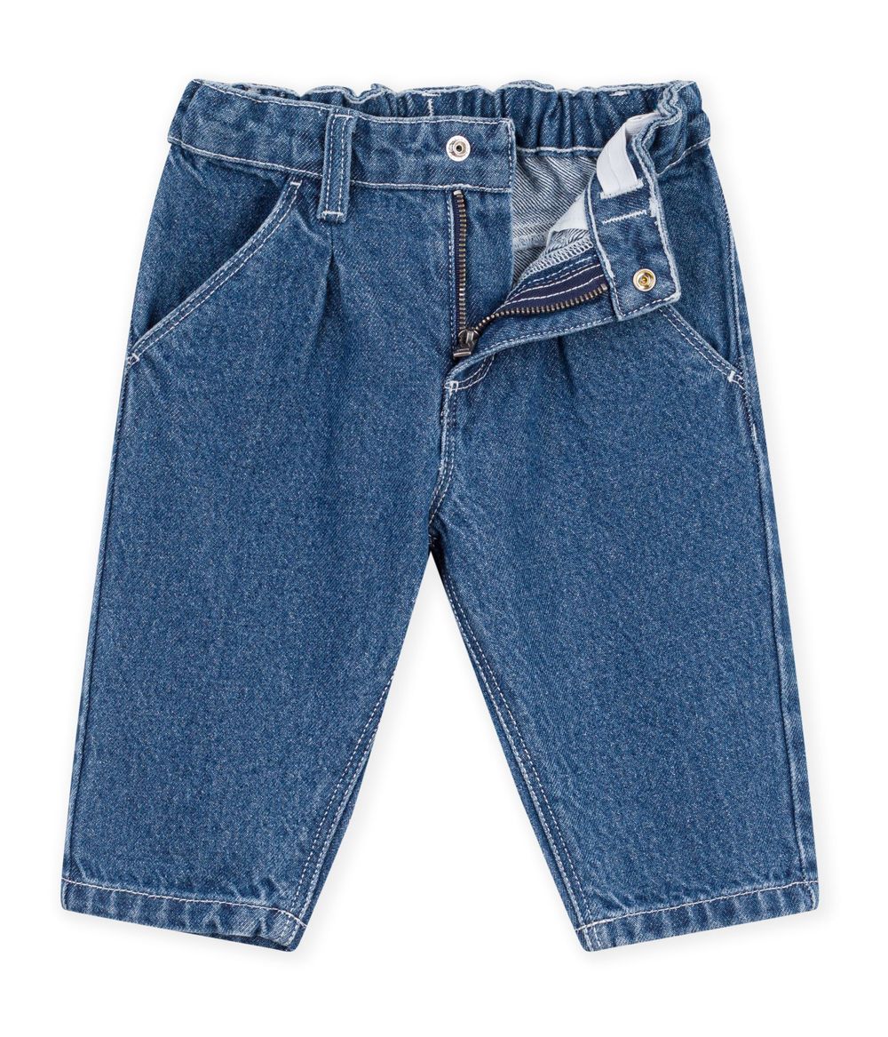 Petit Bateau - Baby Boy Plain Denim Trousers - Denim Moyen
